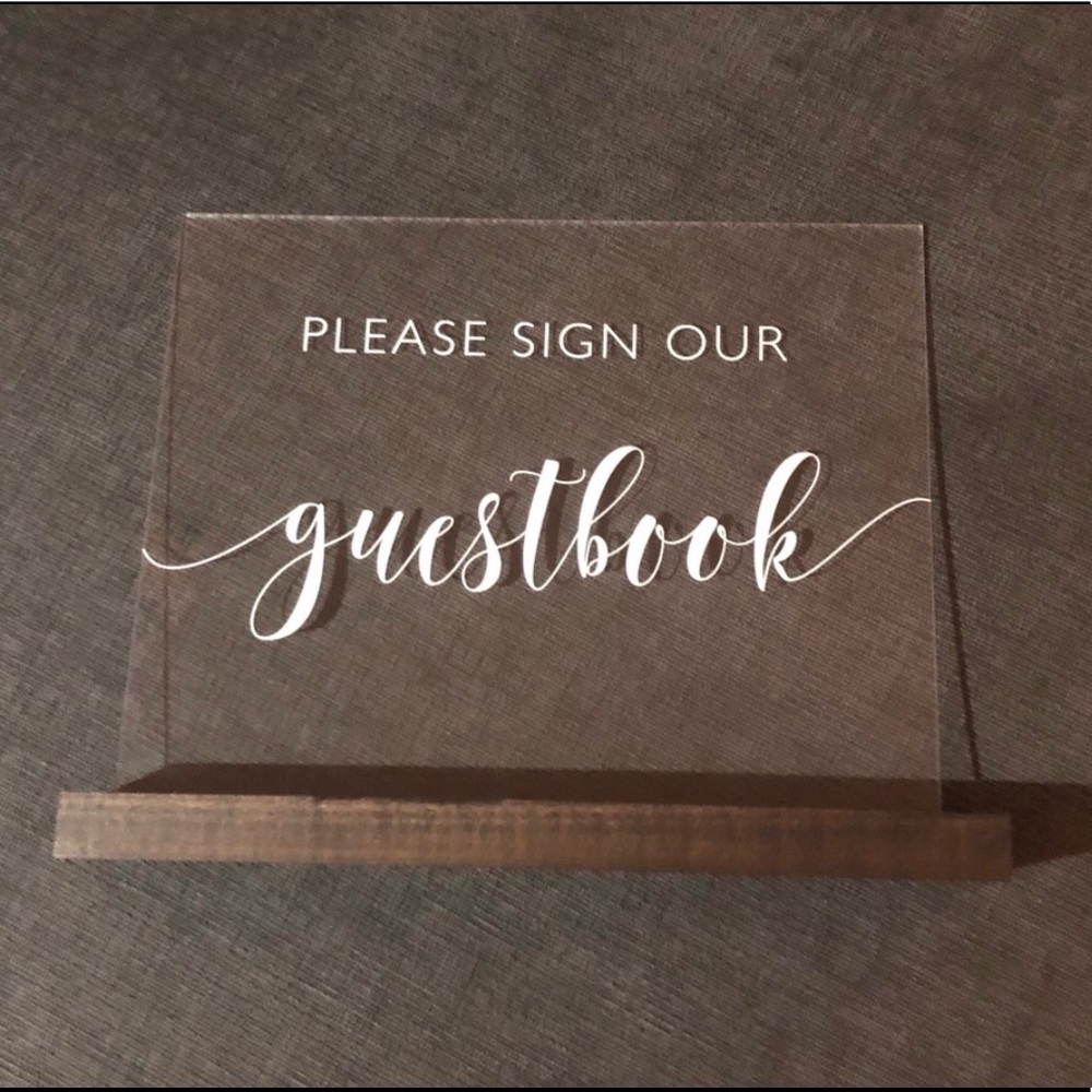 “Please sign our guestbook” acrylic sign